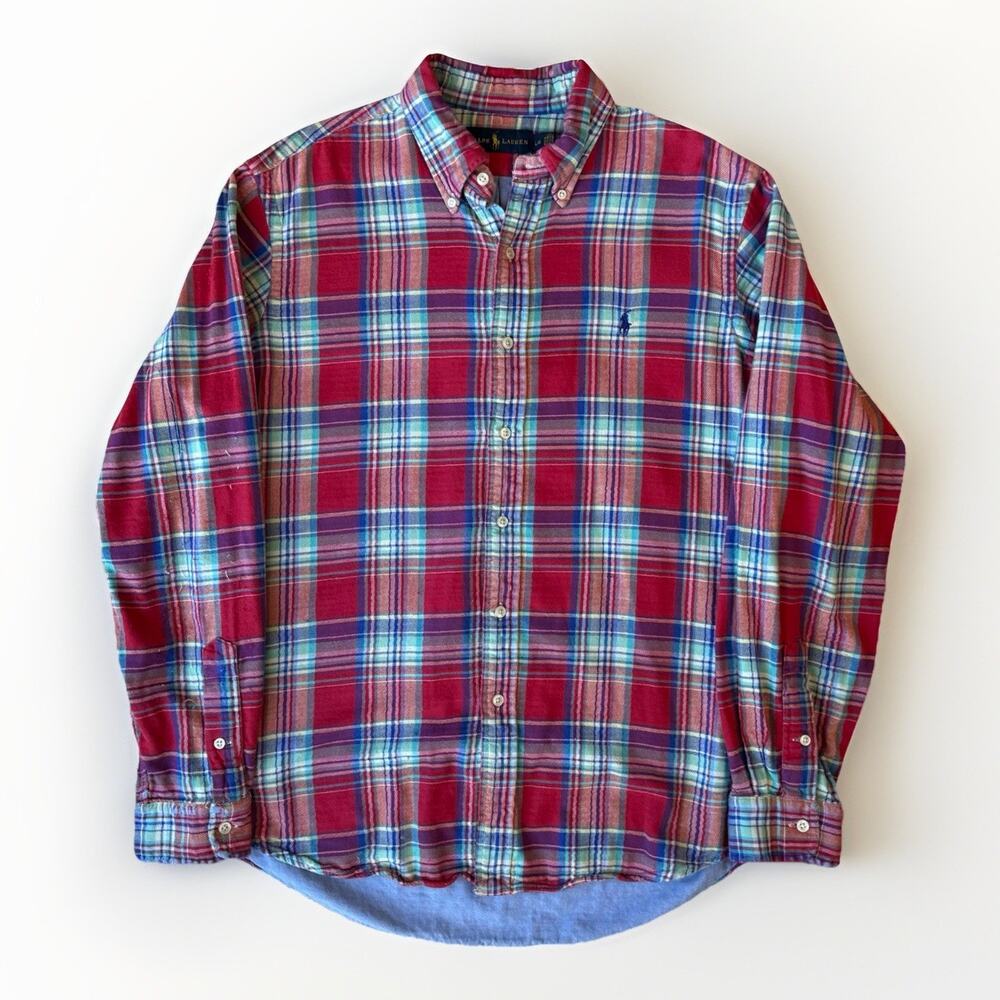 Polo Ralph Lauren Flannel Large Multicolor Lined Causal Workwear New York RRL